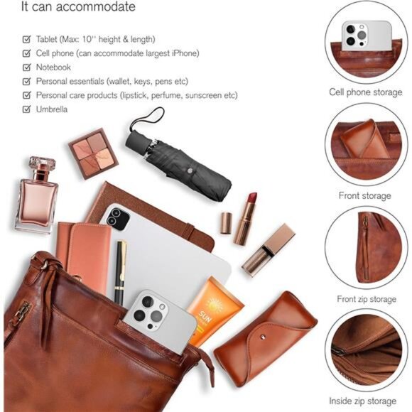 Leather Crossbody Bags for Women - Ladies Sling Handbags - Medium Cross body - Picture 4 of 7